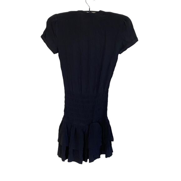 Maje Black Waist Smocked Raboa Mini Dress Maje Sz 2/Sz M (4-6) NWT - Picture 8 of 14